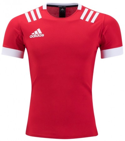 Adidas 3 Stripes Rugby Jersey - Red