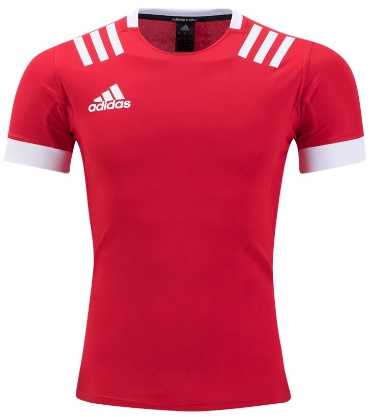 Antecedente Elegante Acuoso Adidas 3 Stripes Rugby Jersey - Red - Adidas Team Wear